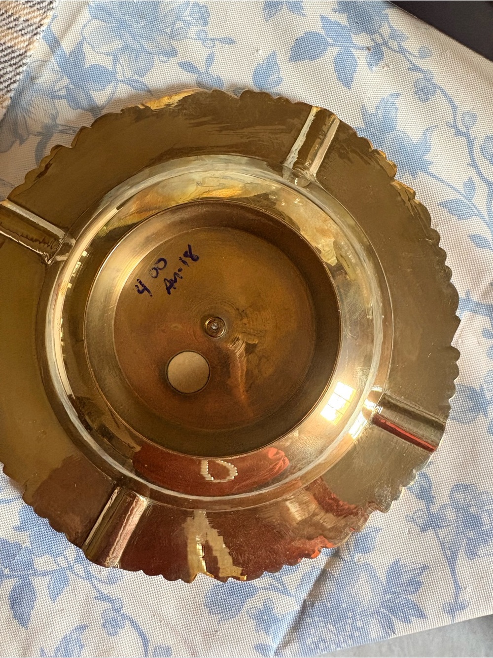 Source Unknown Gold Metal Ashtray